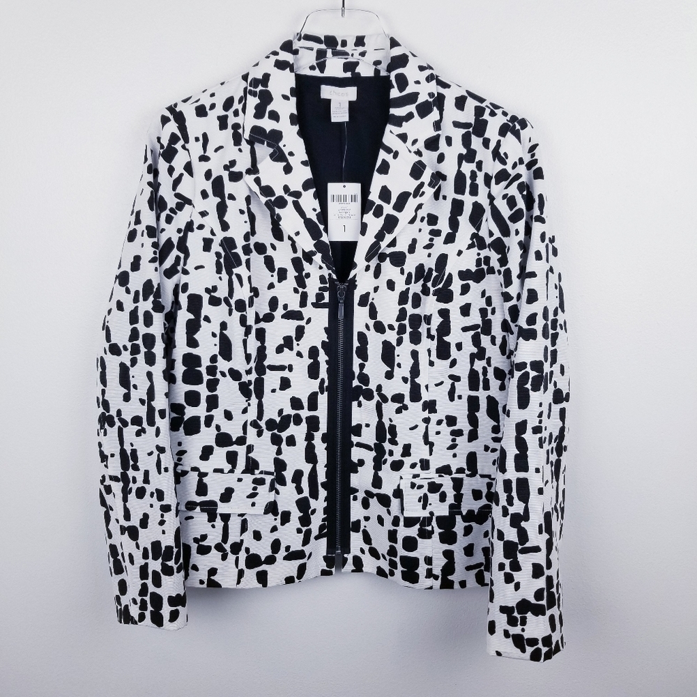 Chico's Winnie Waterdrop Pattern Classic Blazer Jacket NWT